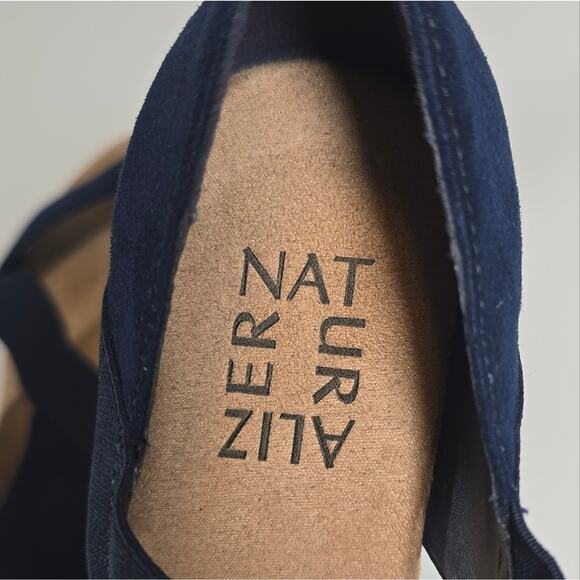 L Naturalizer Rover Navy Blue Strap Low Wedge Sandals Women Sze 6 Coastal Preppy - Picture 8 of 10